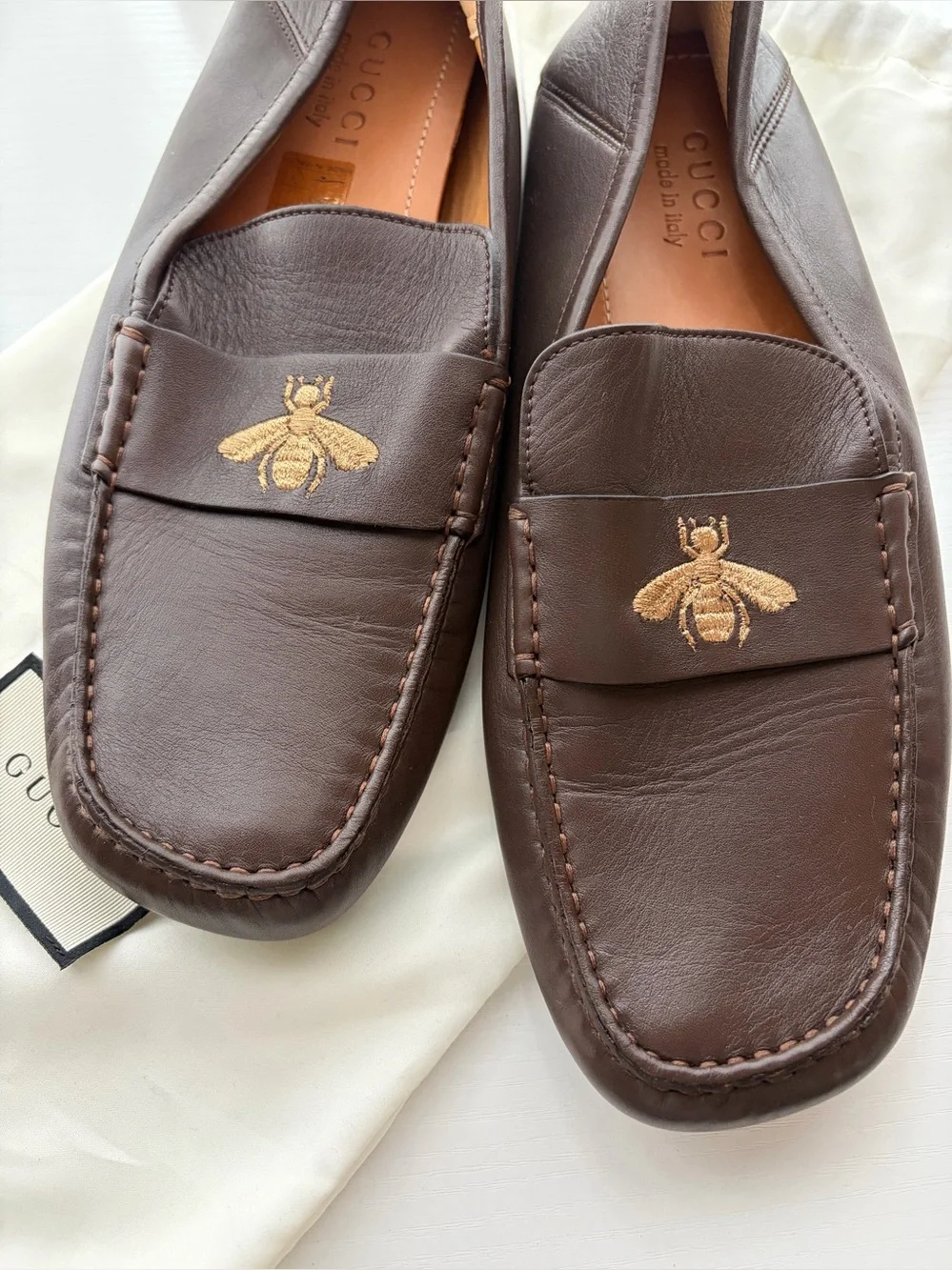 Gucci men’s driving loafers bee sz UK 8 US 9